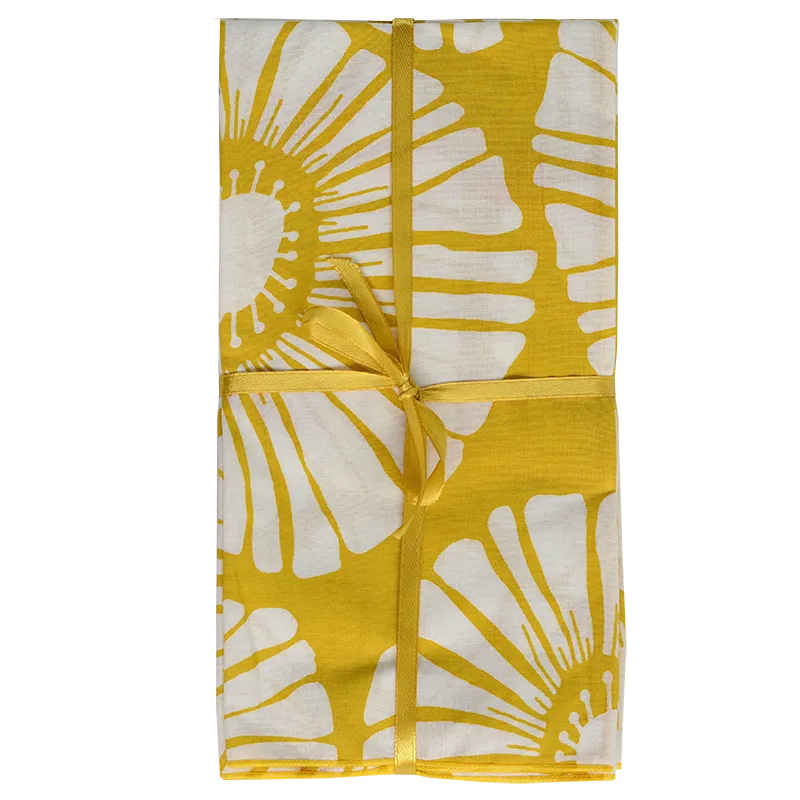 Yellow Retro Flower Napkins set of 4